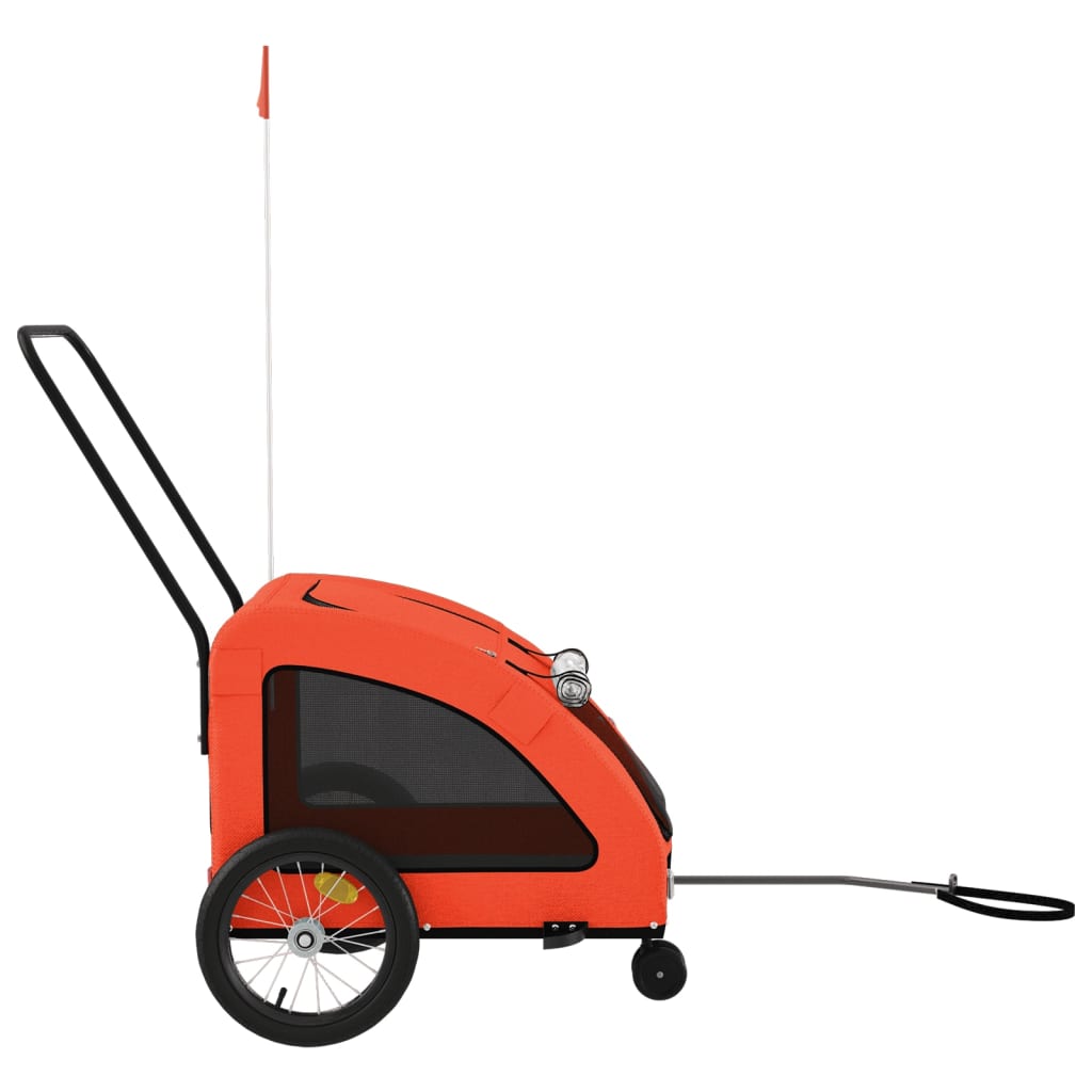 Remolque De Bicicleta Mascotas Hierro Tela Oxford Naranja_5