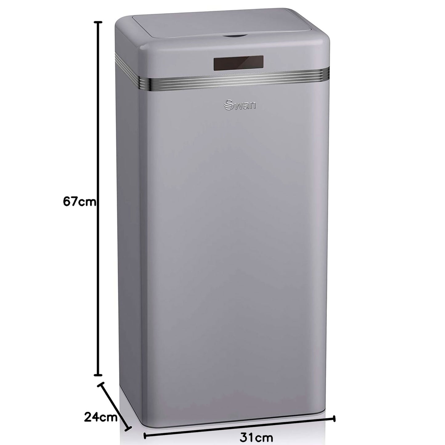 Cubo Basura Cocina Sensor De Apertura Automática, Metálico, Capacidad 45 Litros, Diseño Vintage, Swan, Swka4500grneu, Gris