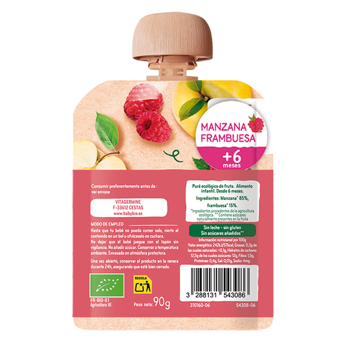 Pouche Manzana y Frambuesa BabyBio 90g