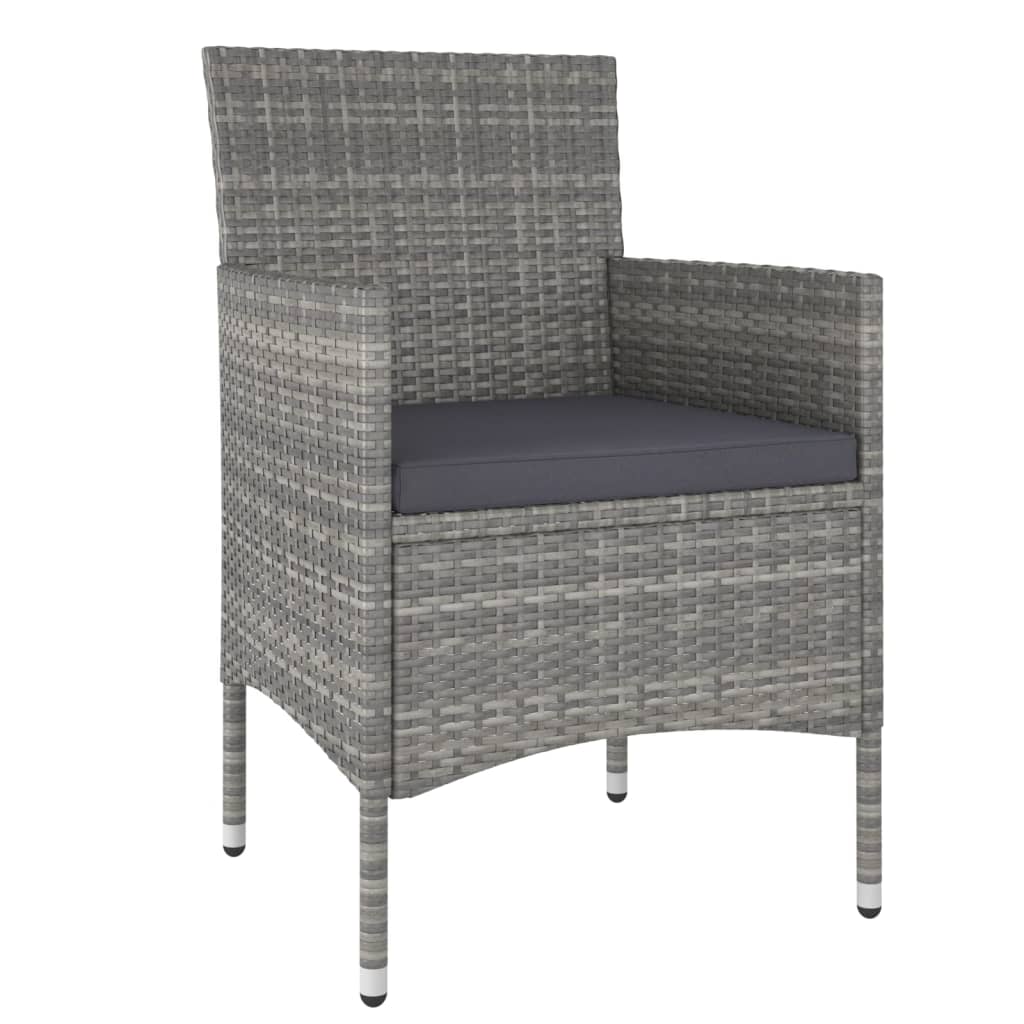 Vidaxl Mesa Sillas Jardín 5 Pzas Ratán Sintético Vidrio Templado Gris_5