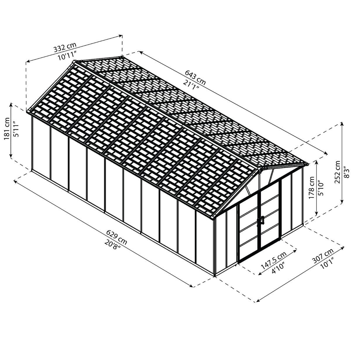 Caseta de jardín Yukon 643x332x252 cm Canopia by Palram
