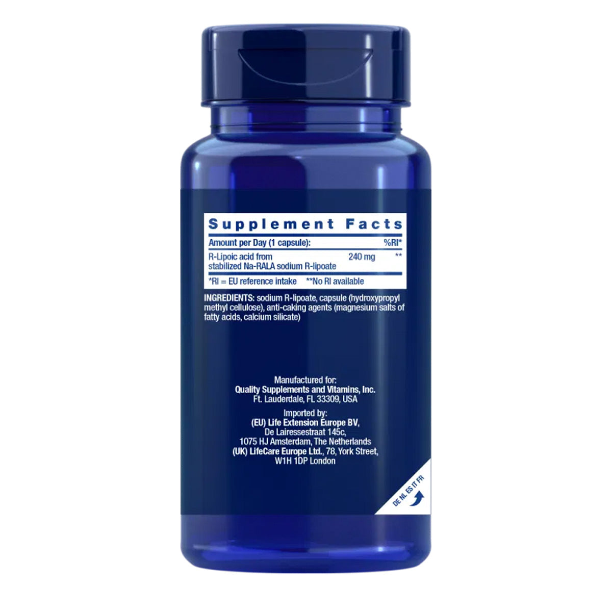 Super R-Lipoic Acid 240 mg, Life Extension 60 cápsulas