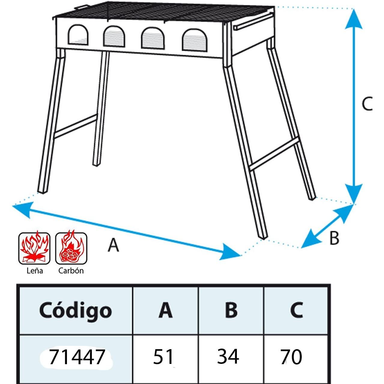 Barbacoa con Parrilla Cincada para leña y carbón Imex el Zorro 67x34x70