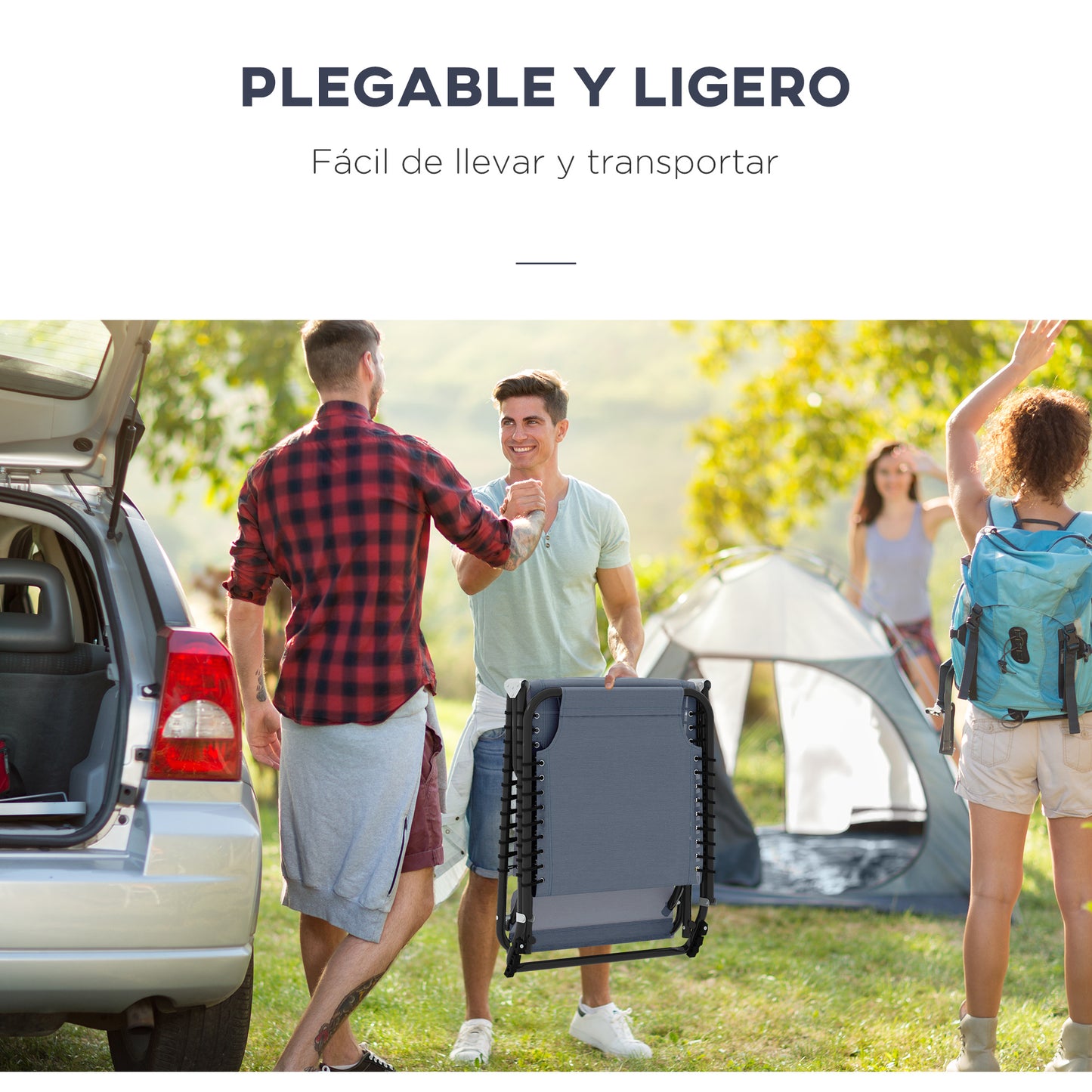 Outsunny Tumbona Plegable Y Ajustable De 4 Posiciones Con Sistema De Cordones_5