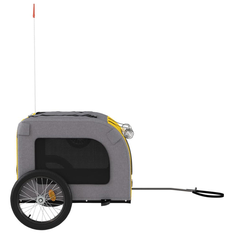 Vidaxl Remolque De Bicicleta Mascotas Hierro Tela Oxford Amarillo Gris_5