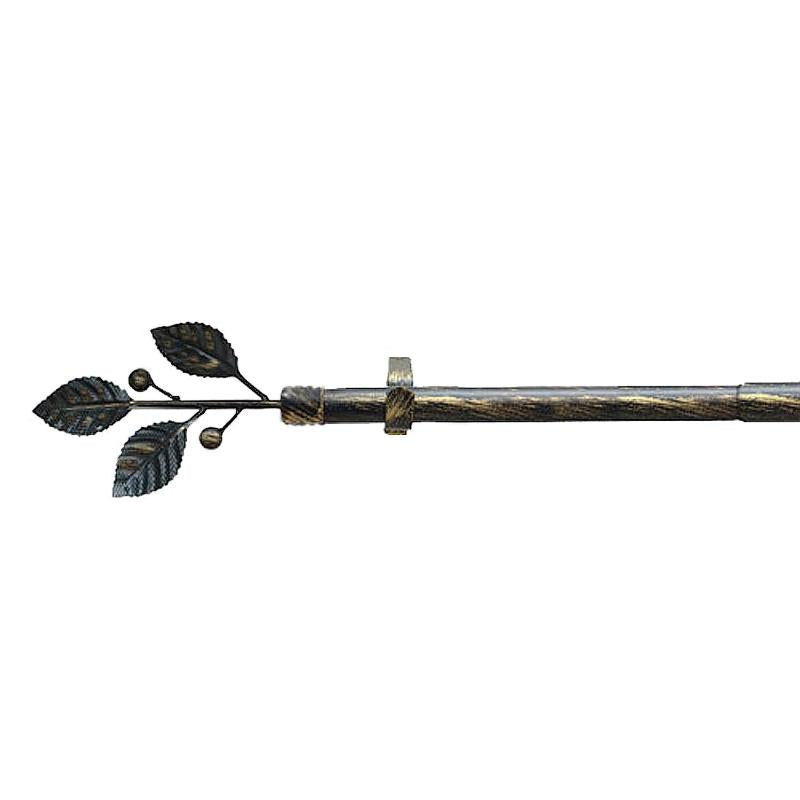Barra Cortina Extensible Metal Ø 19 Mm. Extensible 1,1 / 2,0 Metros Negro Dorado Laurel Sin Anilla_0