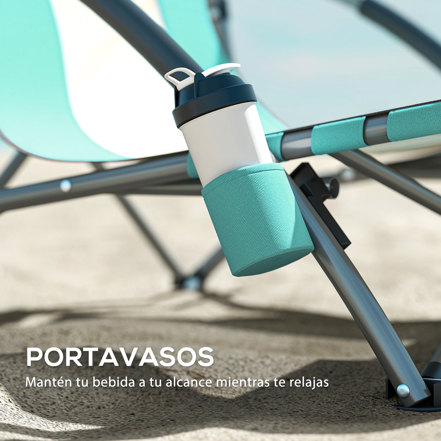 Outsunny Pack De 2 Sillas De Playa Plegables Ligeras Con Respaldo De Malla Azul_5