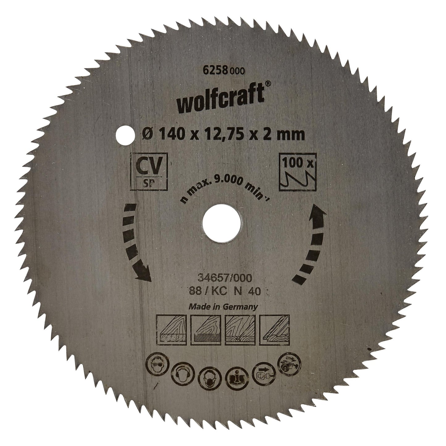 Discos de sierra circular cortes finos Wolfcraft 160 x 16 mm 100 dientes