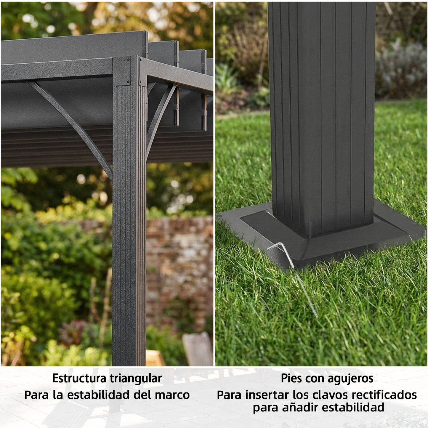 Outsunny Pérgola De Jardín 3x4 M Con Techo De Lamas Orientables Upf50+ Gris_5