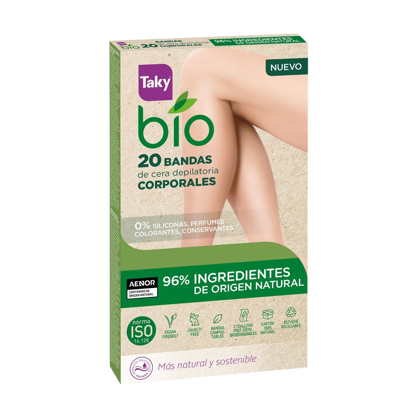 Bandas corporales cera depilatoria BIO Taky 20 Bandas corporales