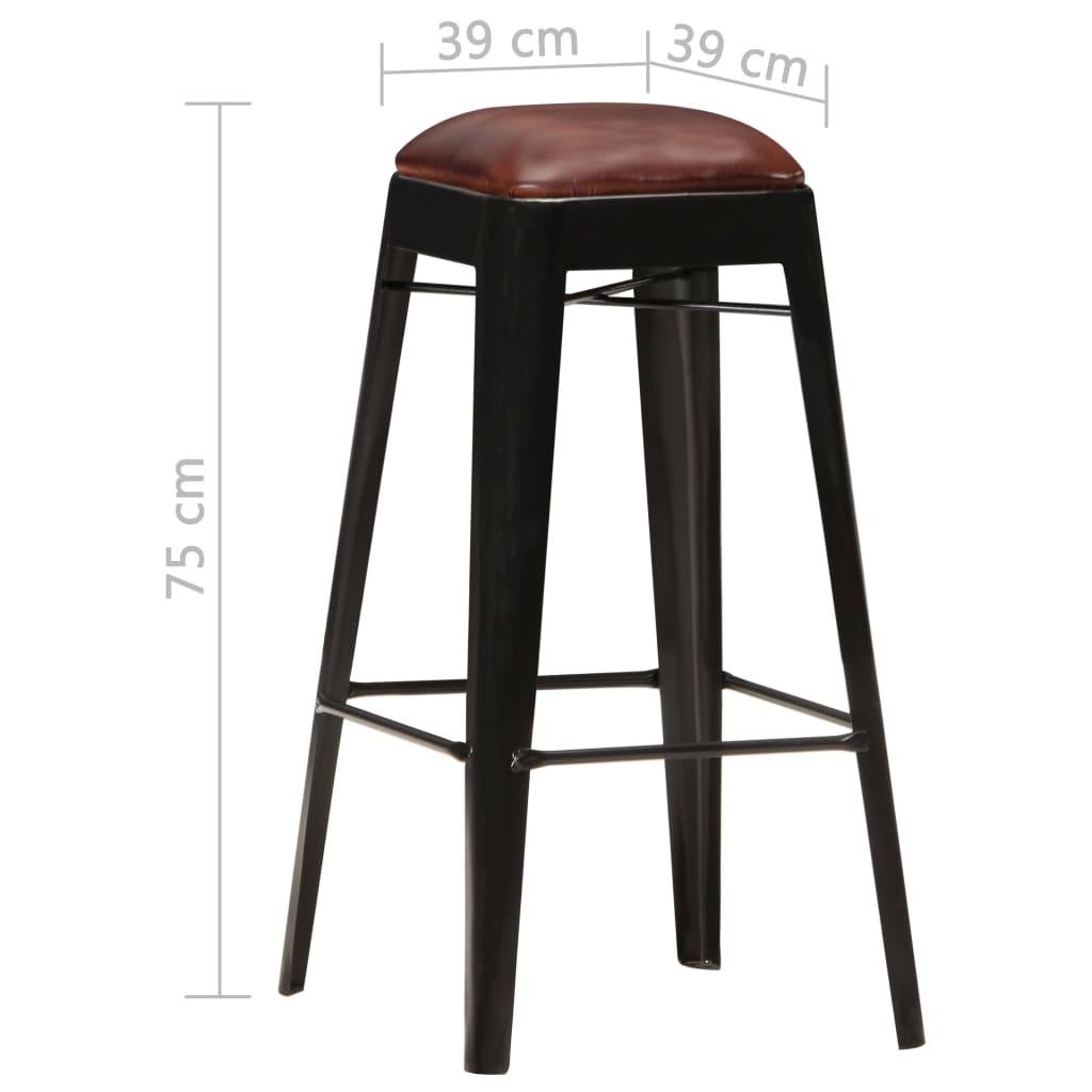 Taburetes De Cocina 4 Unidades Cuero Auténtico Negro_5