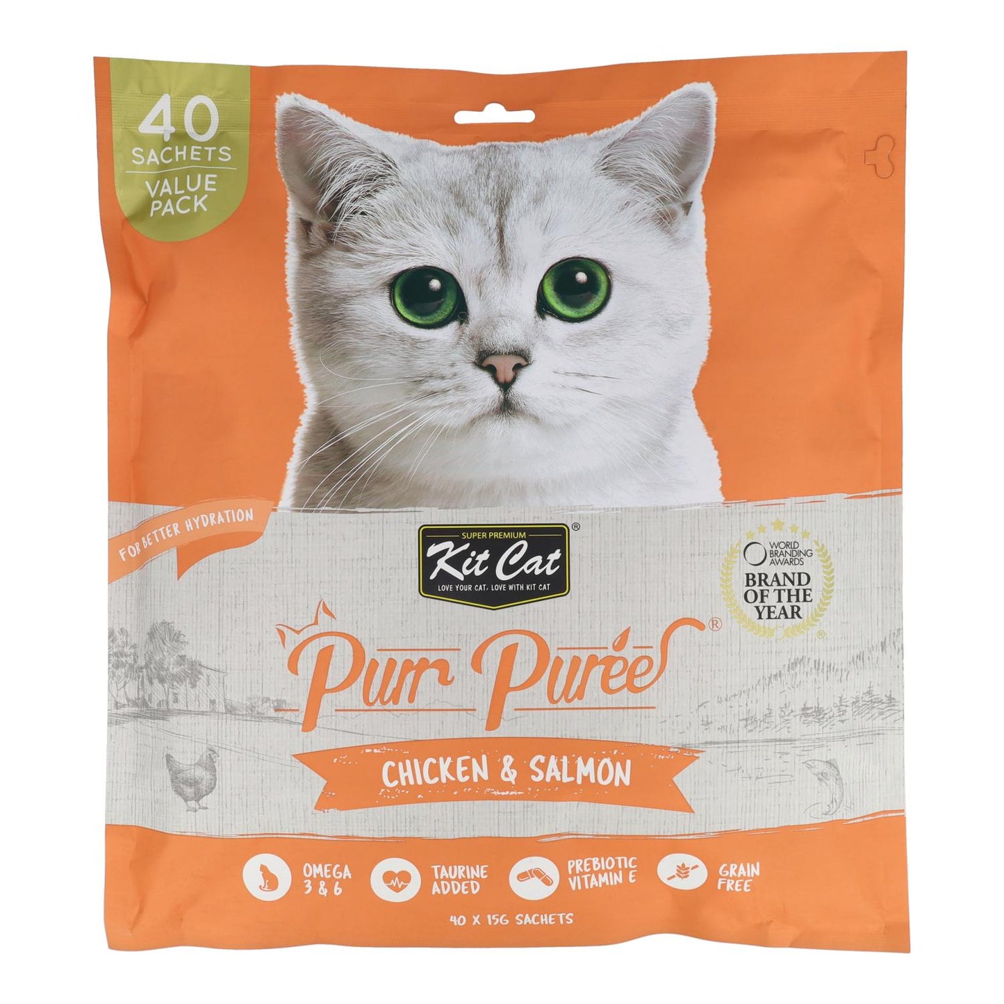 Kit Cat PurrPuree ValuePack - Pollo y Salmón 40x15 g Snack cremoso para gatos