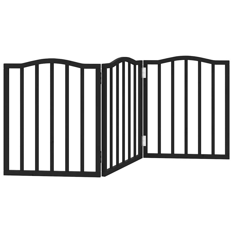 Vidaxl Puerta Para Perros Plegable 3 Paneles Madera Álamo Negra 150 Cm_5