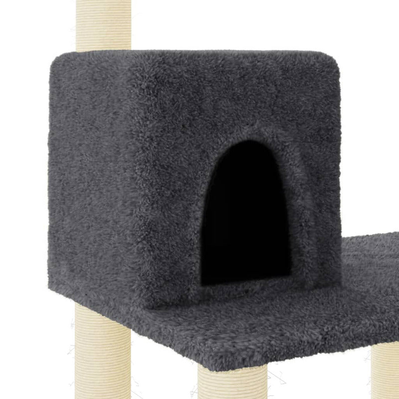 Vidaxl Rascador Para Gatos Con Postes De Sisal Gris Oscuro 118,5 Cm_5