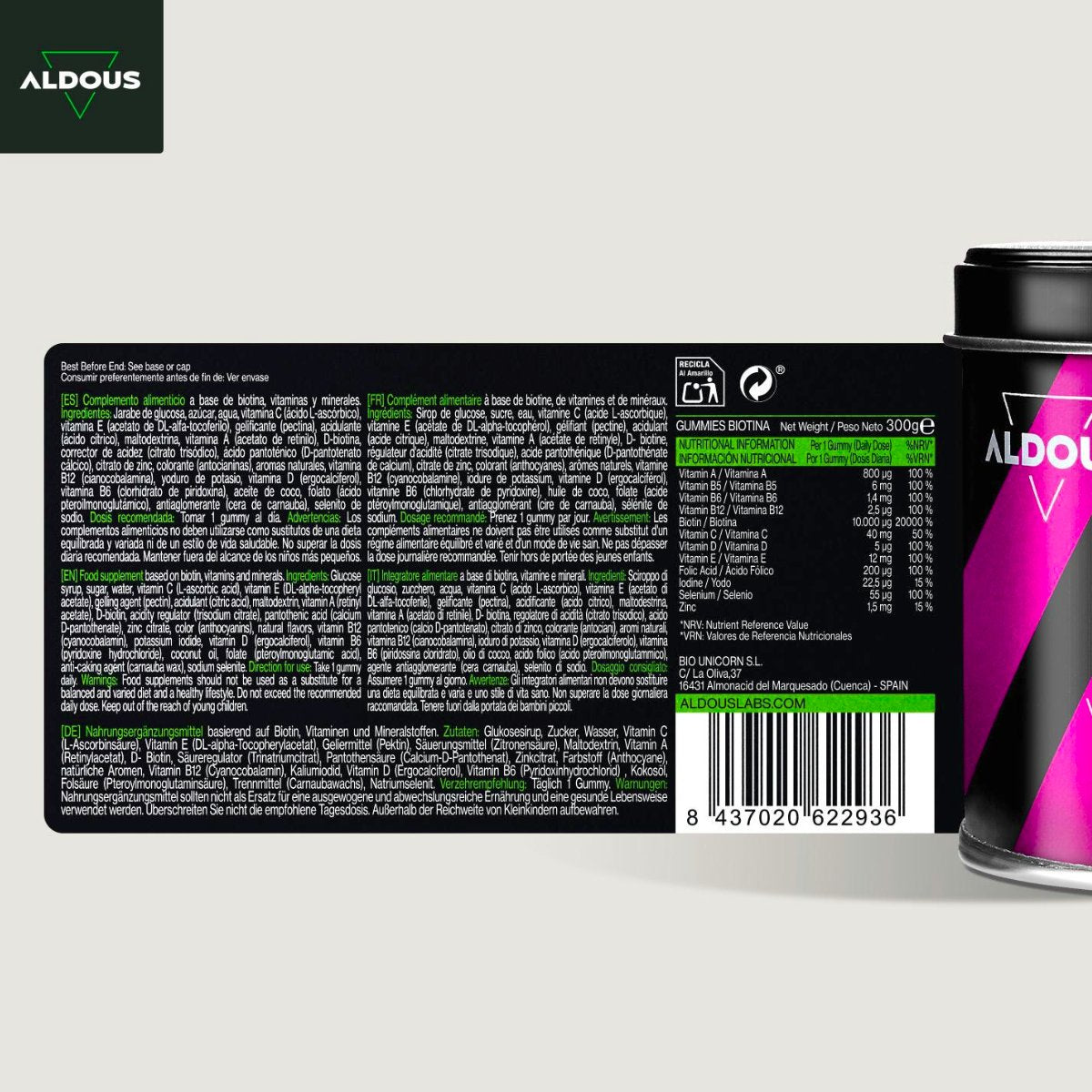 Gominolas de Biotina Aldous 120 gummies