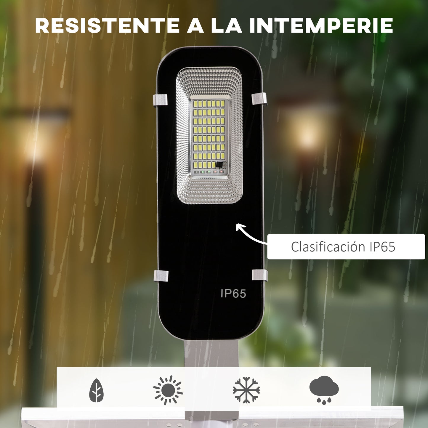 Outsunny Luz Solar Exterior Con 54 Led Ip65 Impermeable 68x37x16 Cm Plata_5