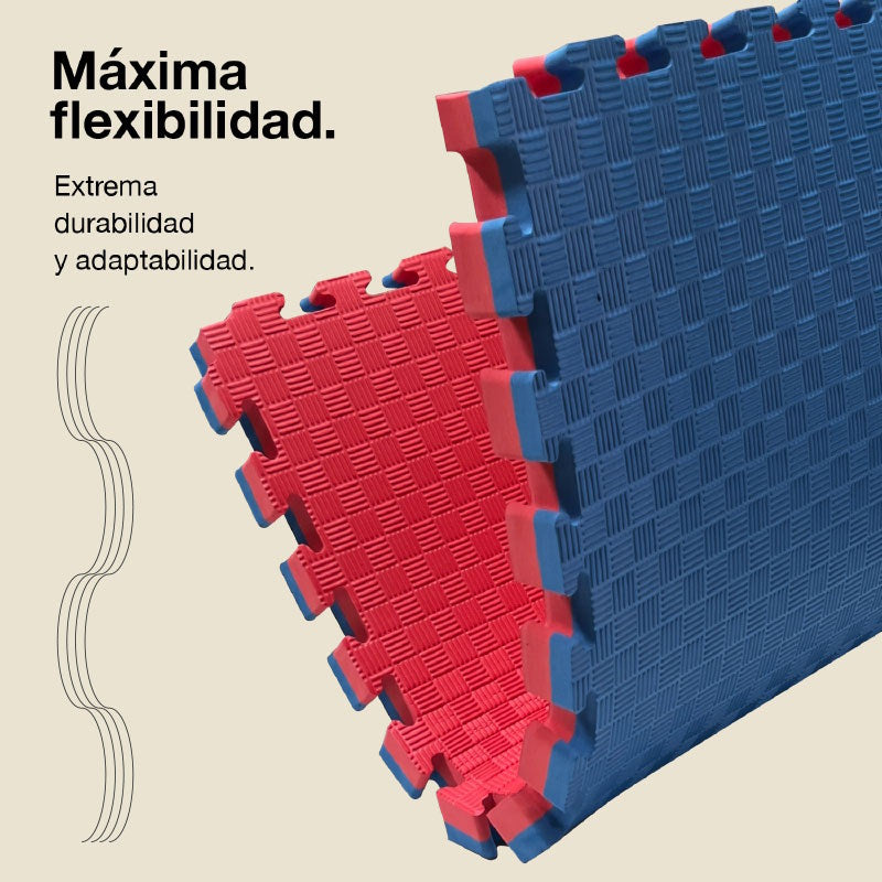 Tatami Puzzle 4cm 100x100cm – Superficie 5 Líneas Azul/rojo Jowy_5