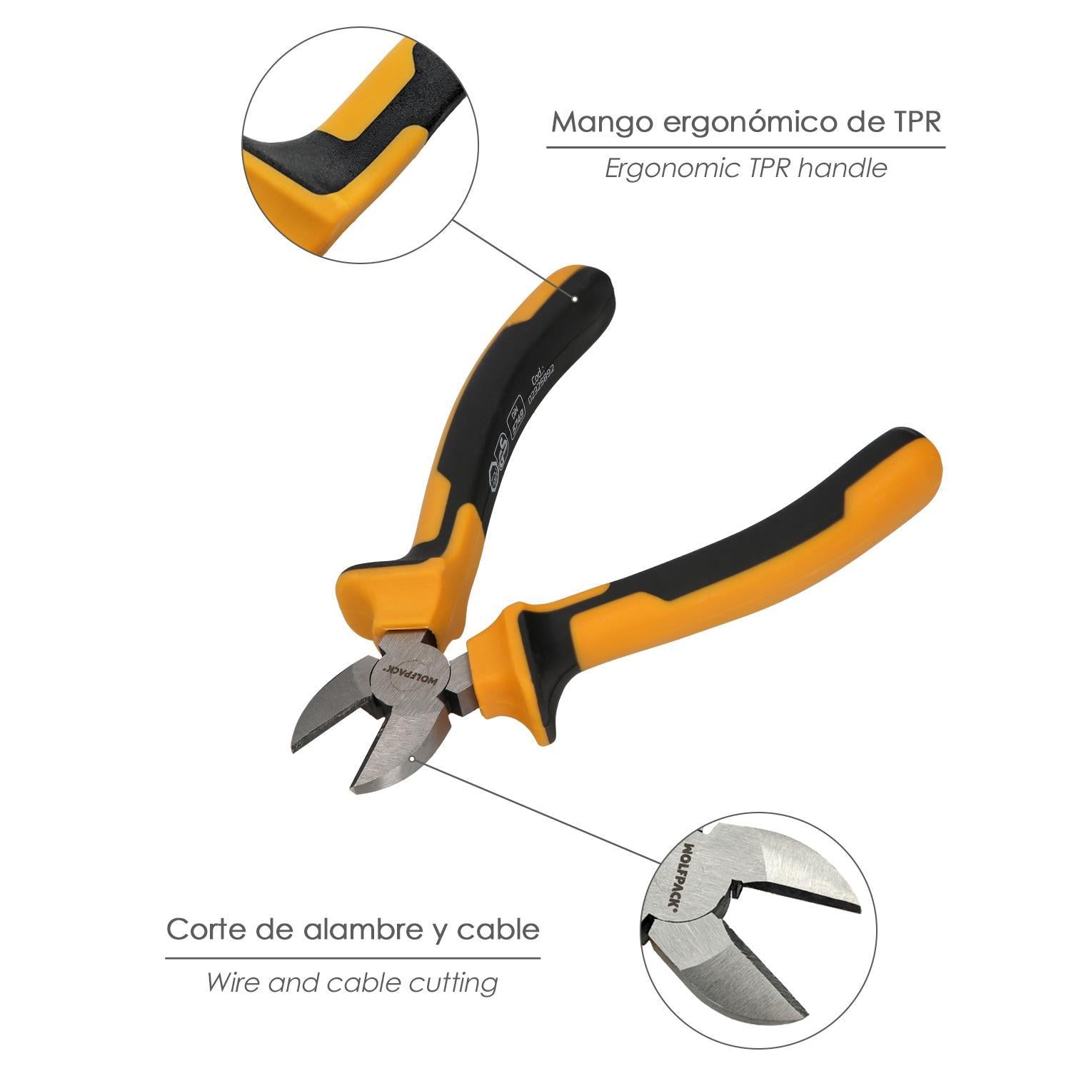 Alicates Corte Diagonal 175 Mm. Acero Din 5749 Pelacables, Corta Cables, Pelador Cables
