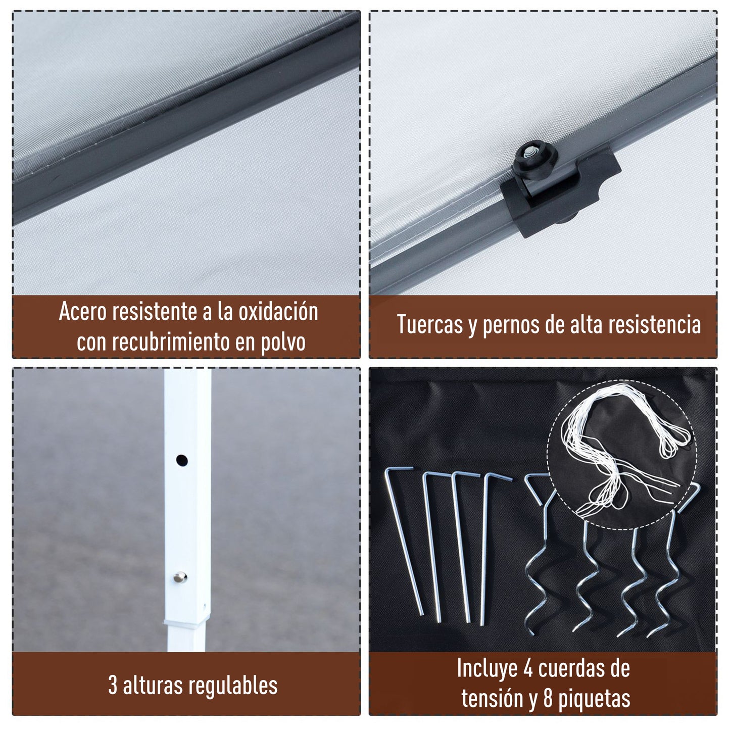 Outsunny Carpa Plegable 3x3m Paredes De Mosquitera Extraíbles Con Cremallera_5