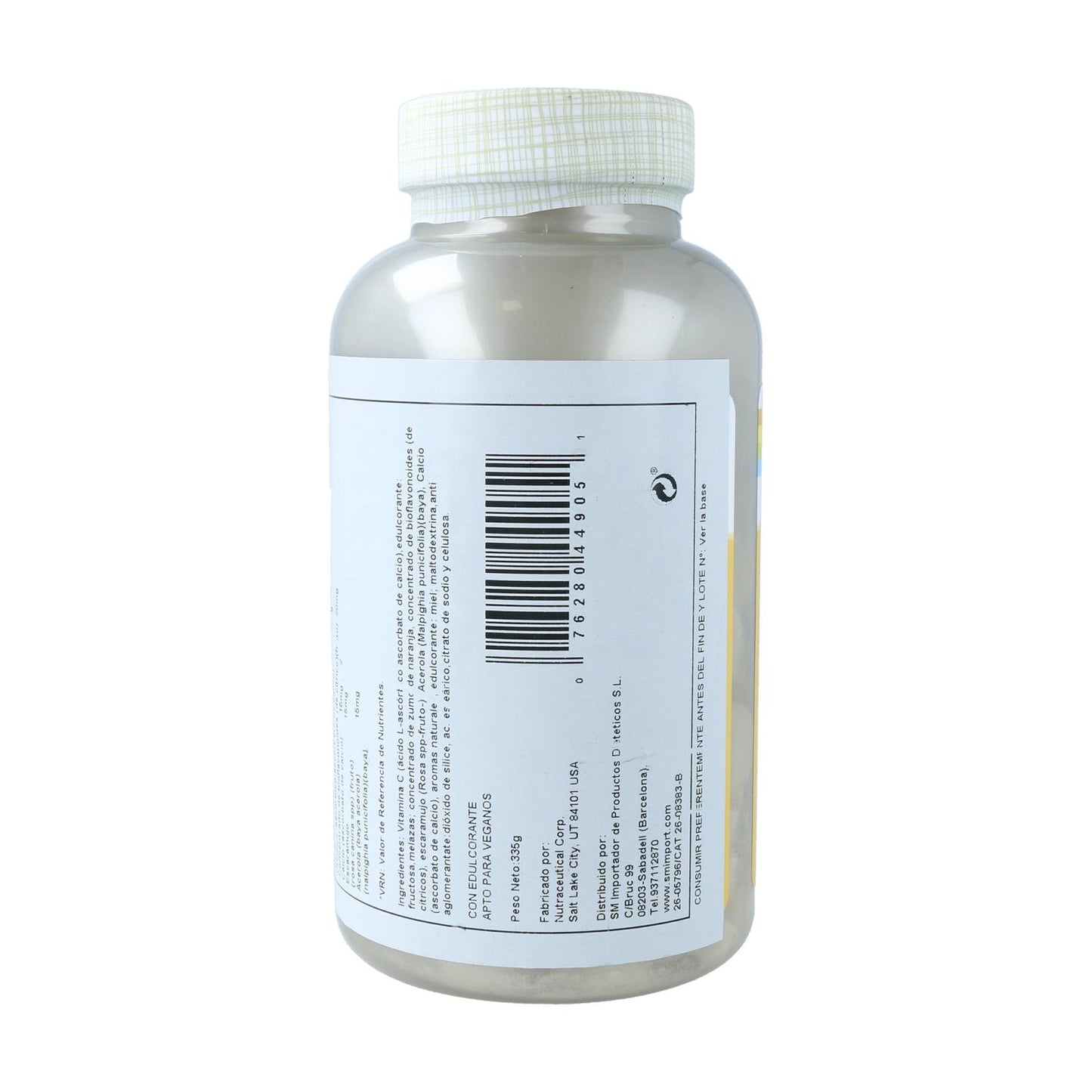 Vitamina C Masticable sabor Naranja 500 mg Solaray, 100 comprimidos.