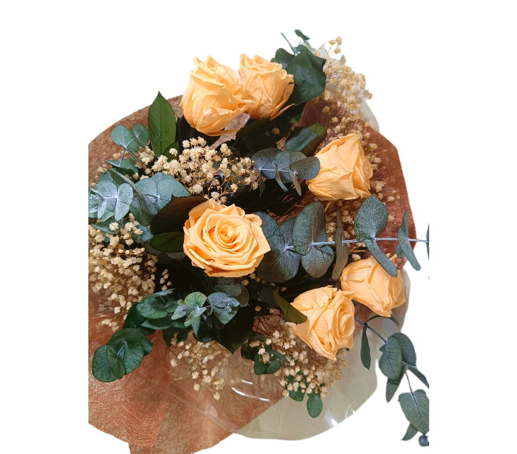 Ramo De Rosas Preservadas Melocotón 6 Flores_2
