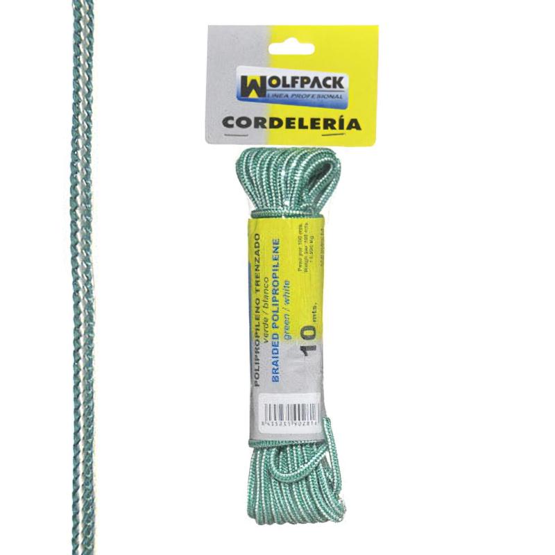 Cuerda Trenzada Polipropileno Blanca / Verde (madeja 10 M.)_0