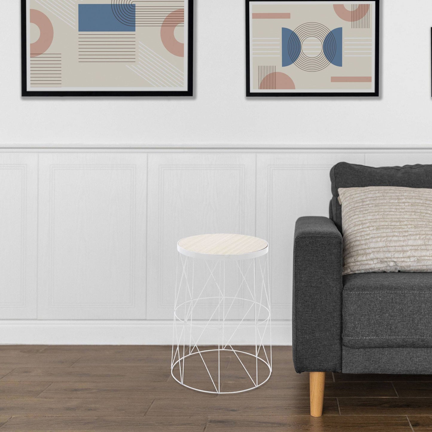 Well Home Mesa Auxiliar En Metal Color Blanco Ø28x37cm