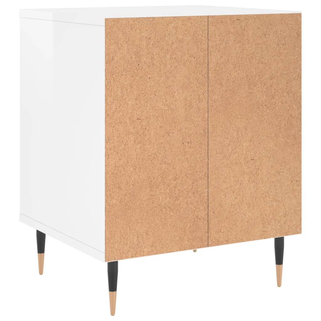 Mesita De Noche Madera De Ingeniería Blanco Brillo 40x35x50 Cm_4