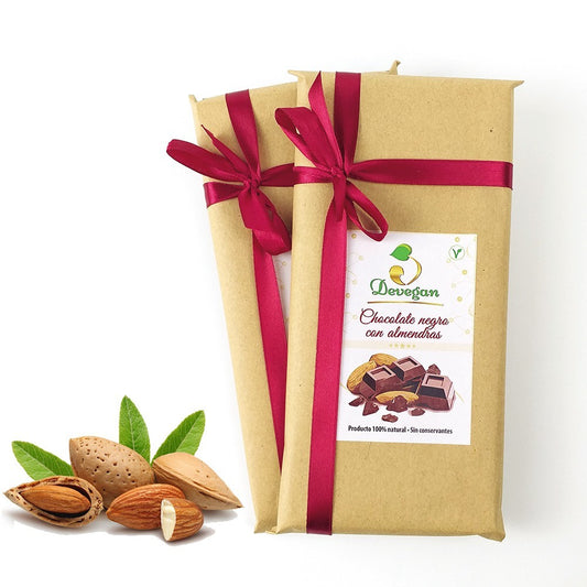 Chocolate negro con almendras. 2 tabletas