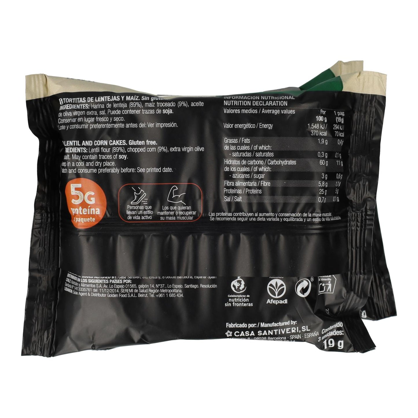 Tortitas Protein sin gluten Santiveri 3 Paquetes de 57 gr