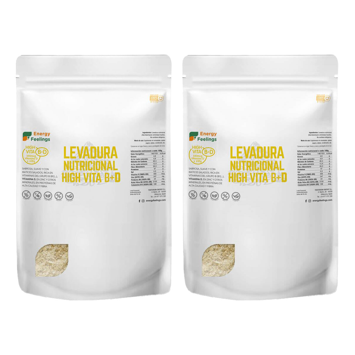 Pack 2x Levadura nutricional high vitamina D Energy Feelings 1 Kg
