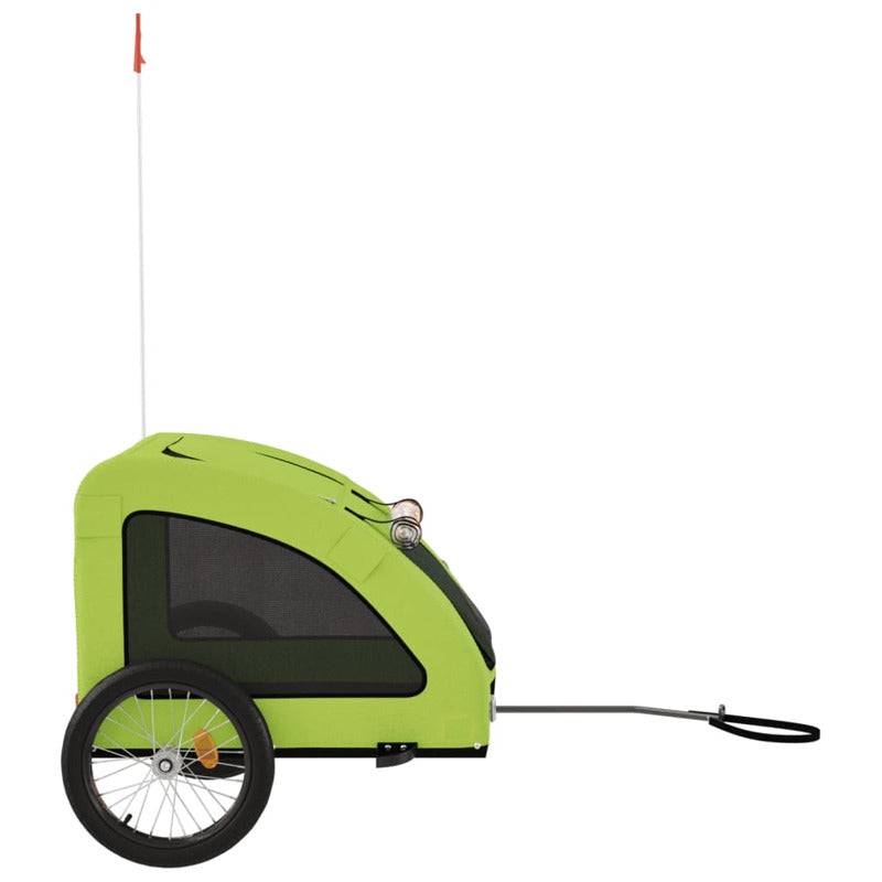 Vidaxl Remolque De Bicicleta Mascotas Hierro Tela Oxford Verde_5