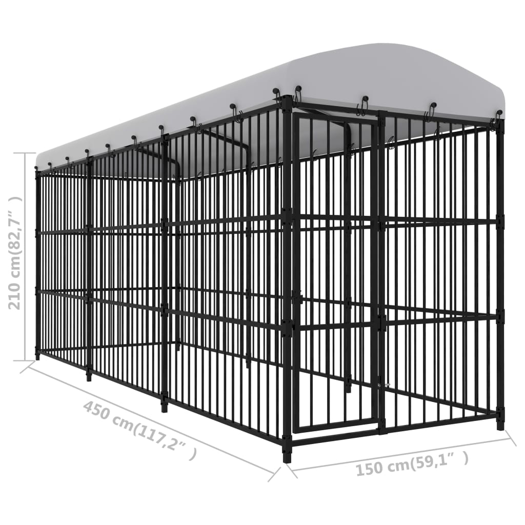 Perrera De Exterior Con Techo 450x150x210 Cm_4
