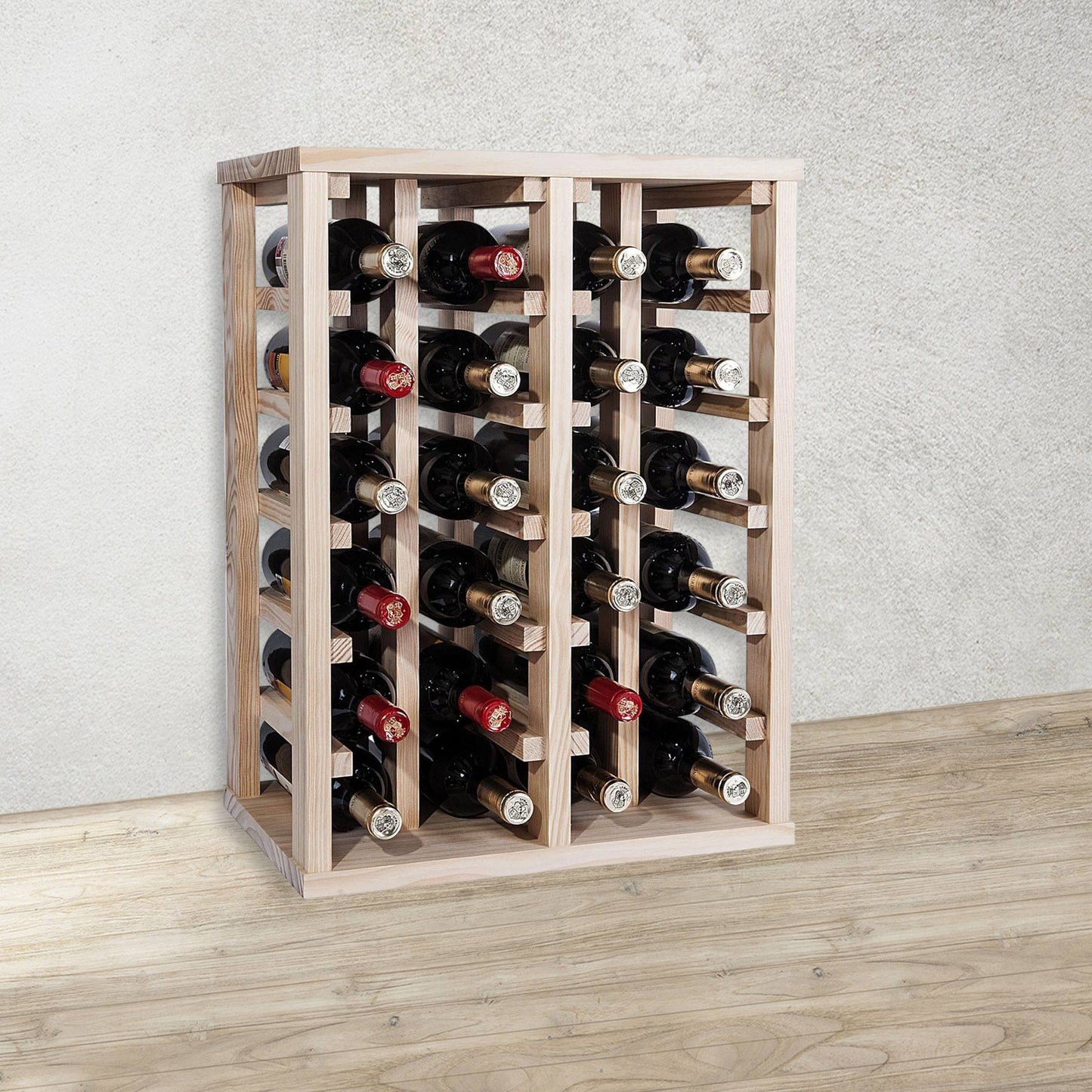 Well Home - Botellero En Madera De Pino Con 24 Estantes Sin Barnizar