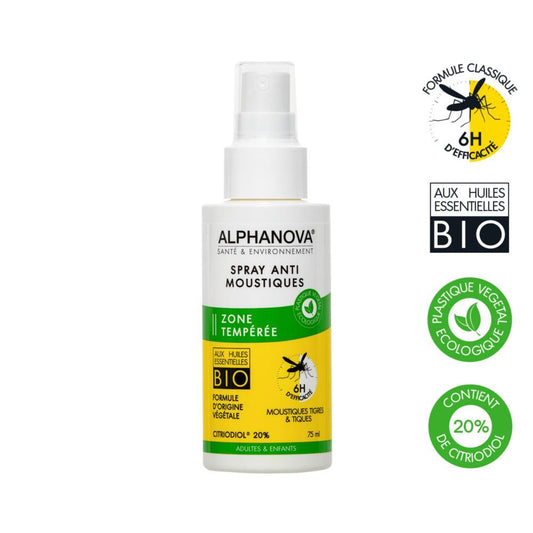 Anti Mosquitos Zona Templada - 6h de Eficacia Alphanova Santé 75 ml