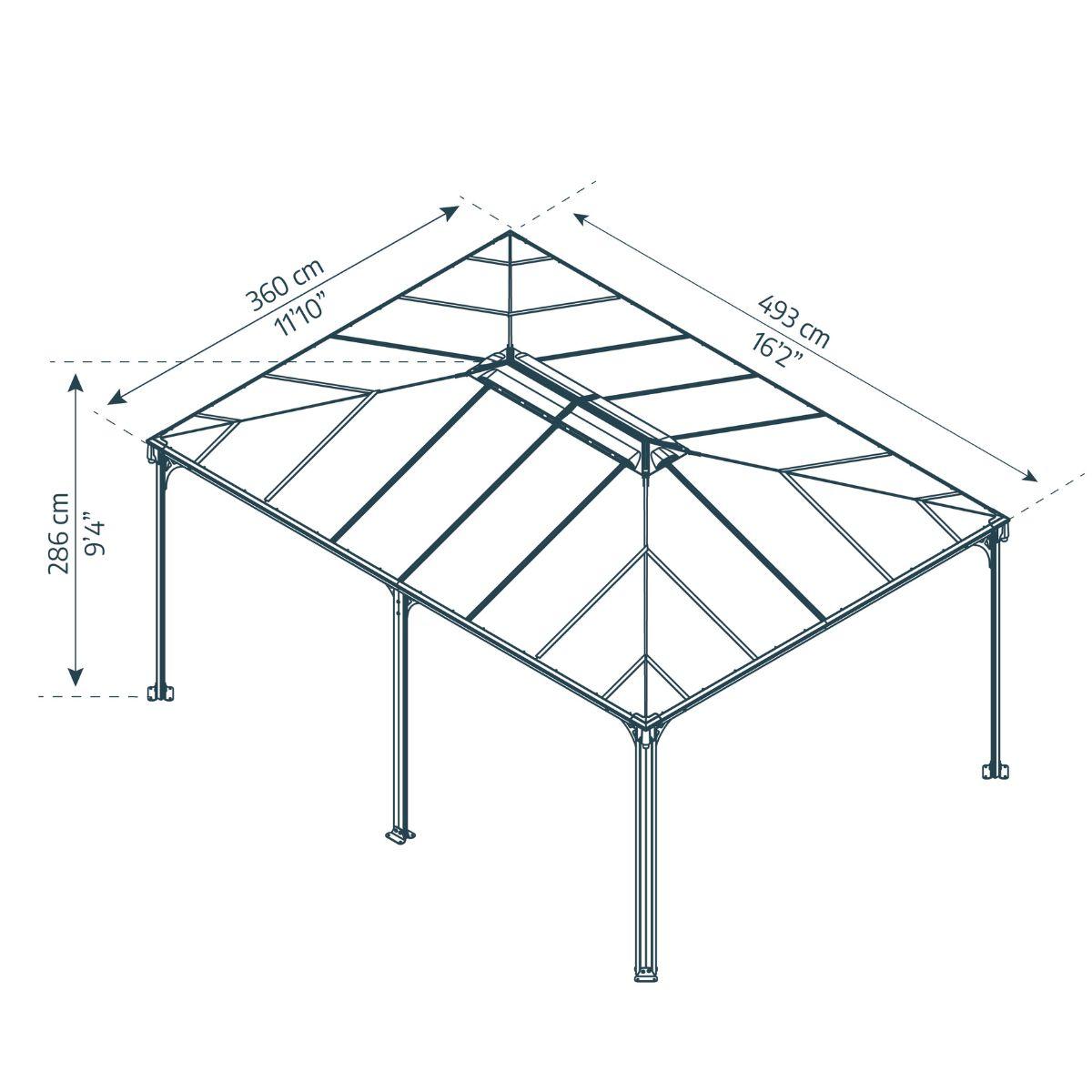 Cenador Martinique 5000 Gazebo De Aluminio gris Con Vidriado De policarbonato bronce