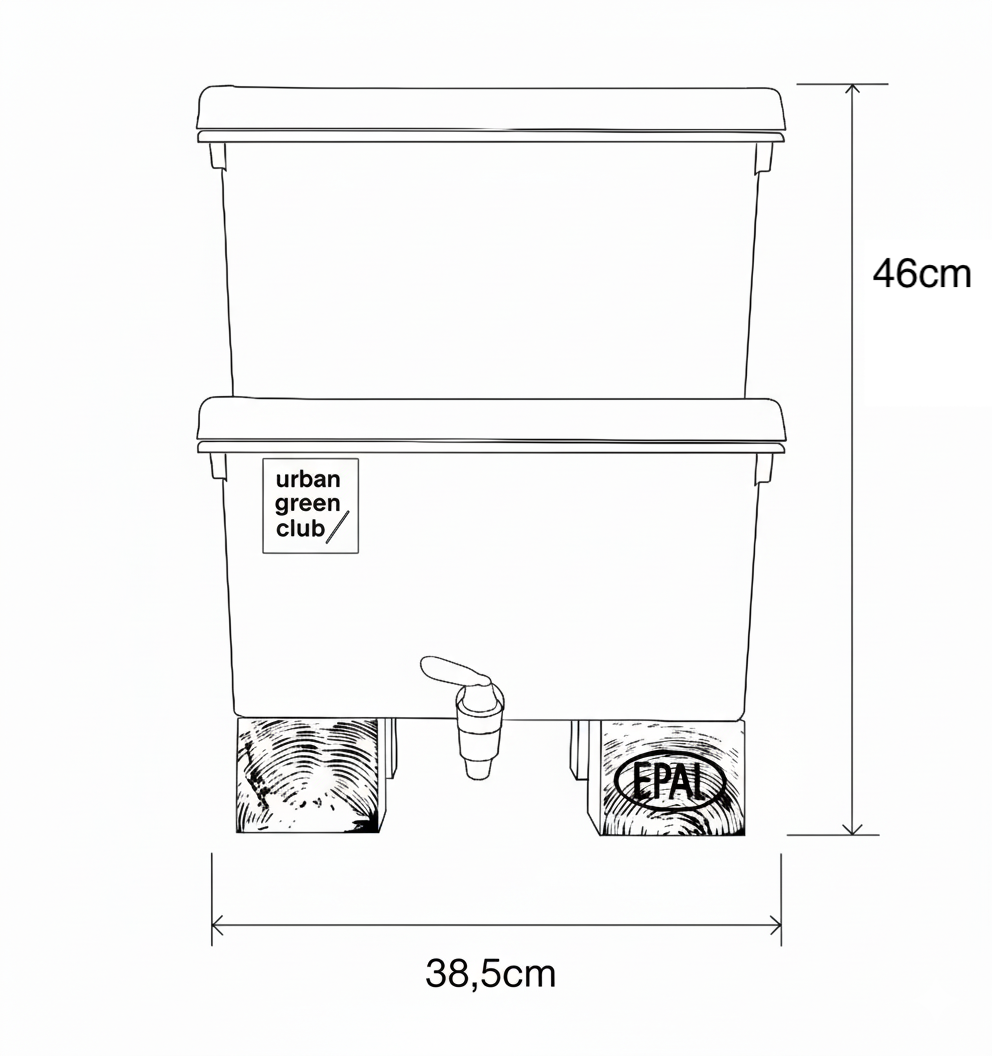 Lombricompostera Doméstica De Plástico Reciclado Urban Green Club - 38,5x30x46 Cm 32 L_2
