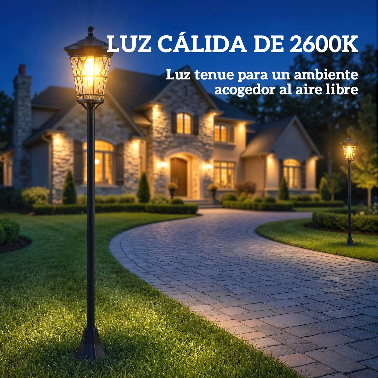 Outsunny Set De 2 Farolas Solares De Jardín Altura Ajustable 2 Modos De Brillo_5