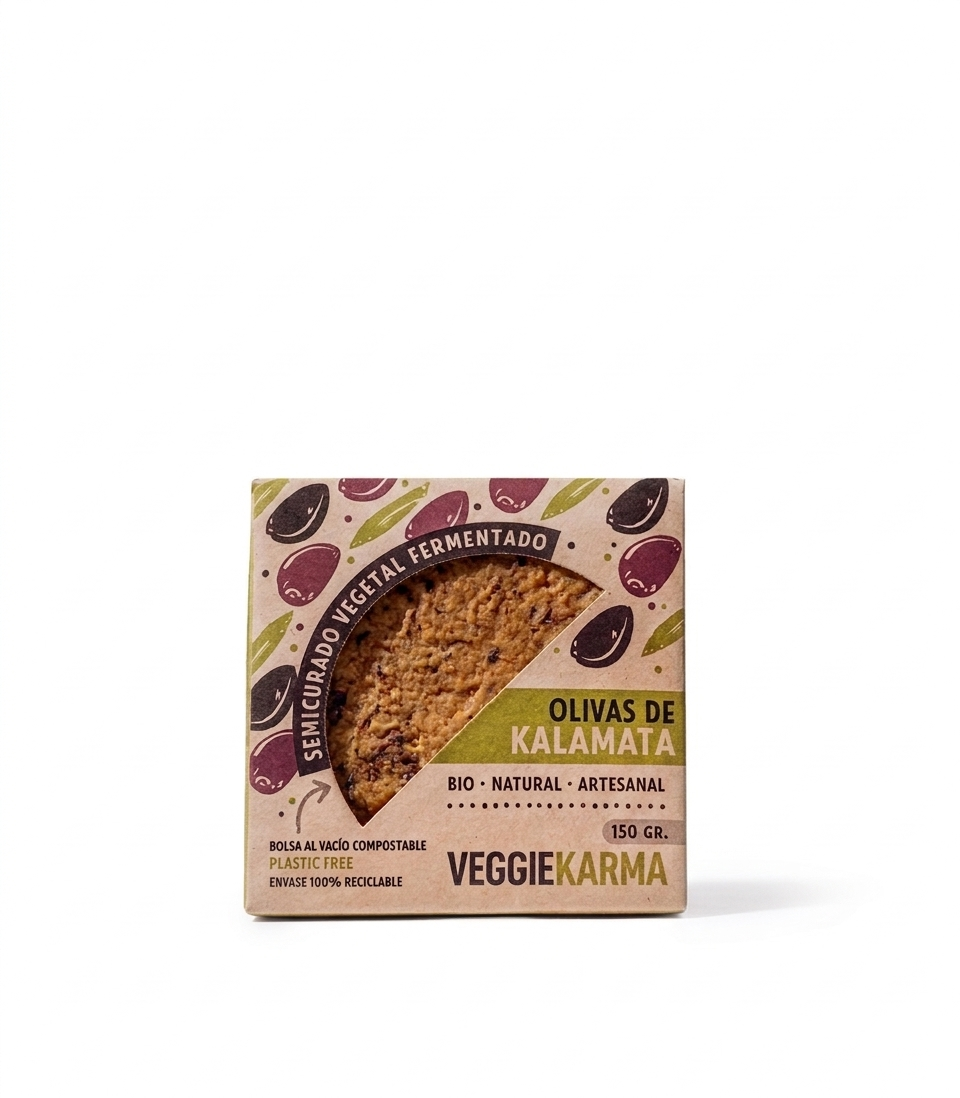 Queso Vegano Semicurado Vegetal Con Olivas De Kalamata_0
