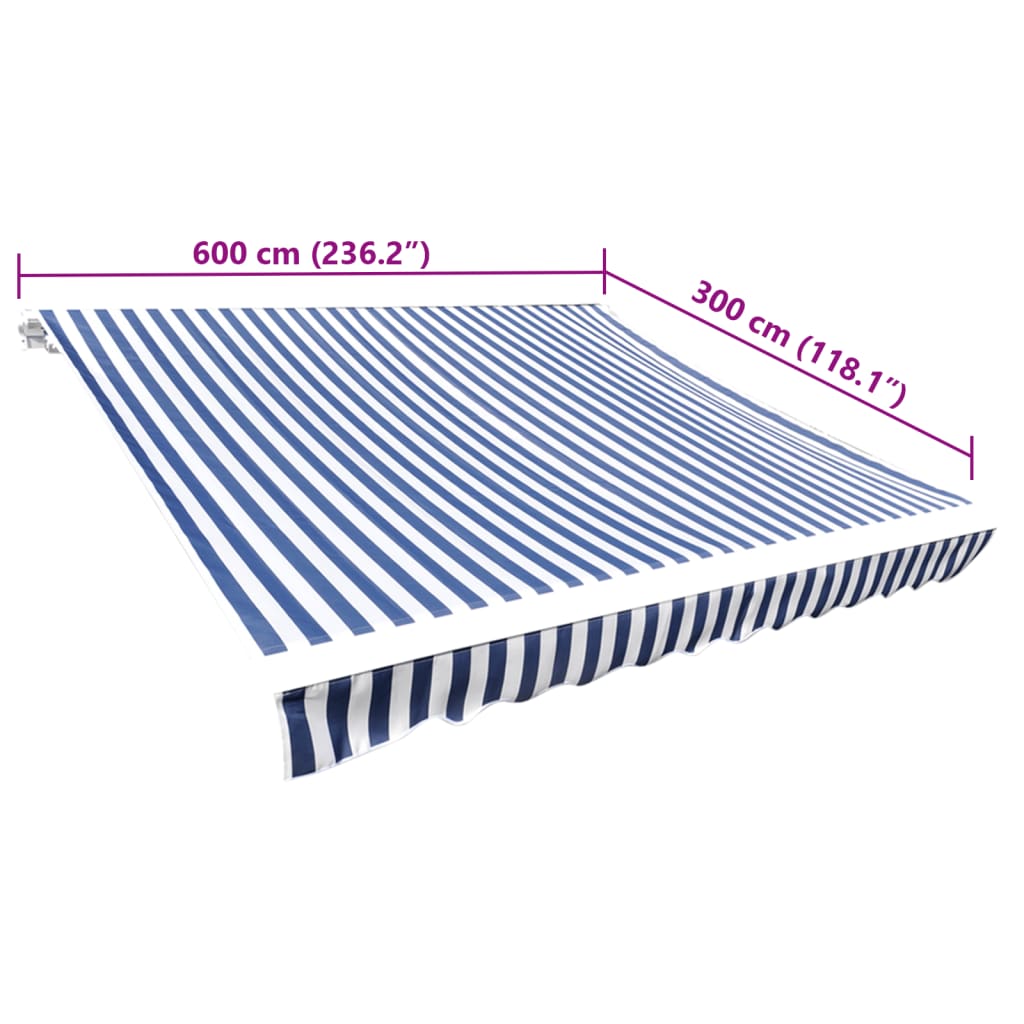 Tela De Repuesto Para Toldo Azul Y Blanco 6x3 M Poliéster_4