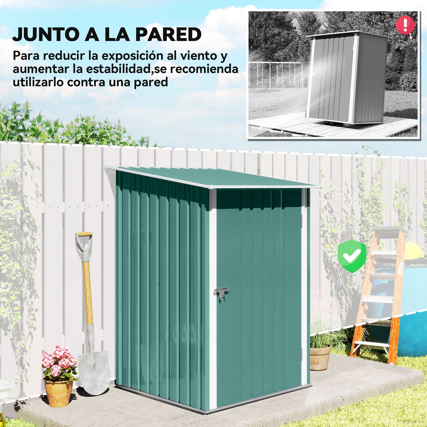 Outsunny Cobertizo De Jardín De Exterior 0,92 M² 100x103x160 Cm Verde_5