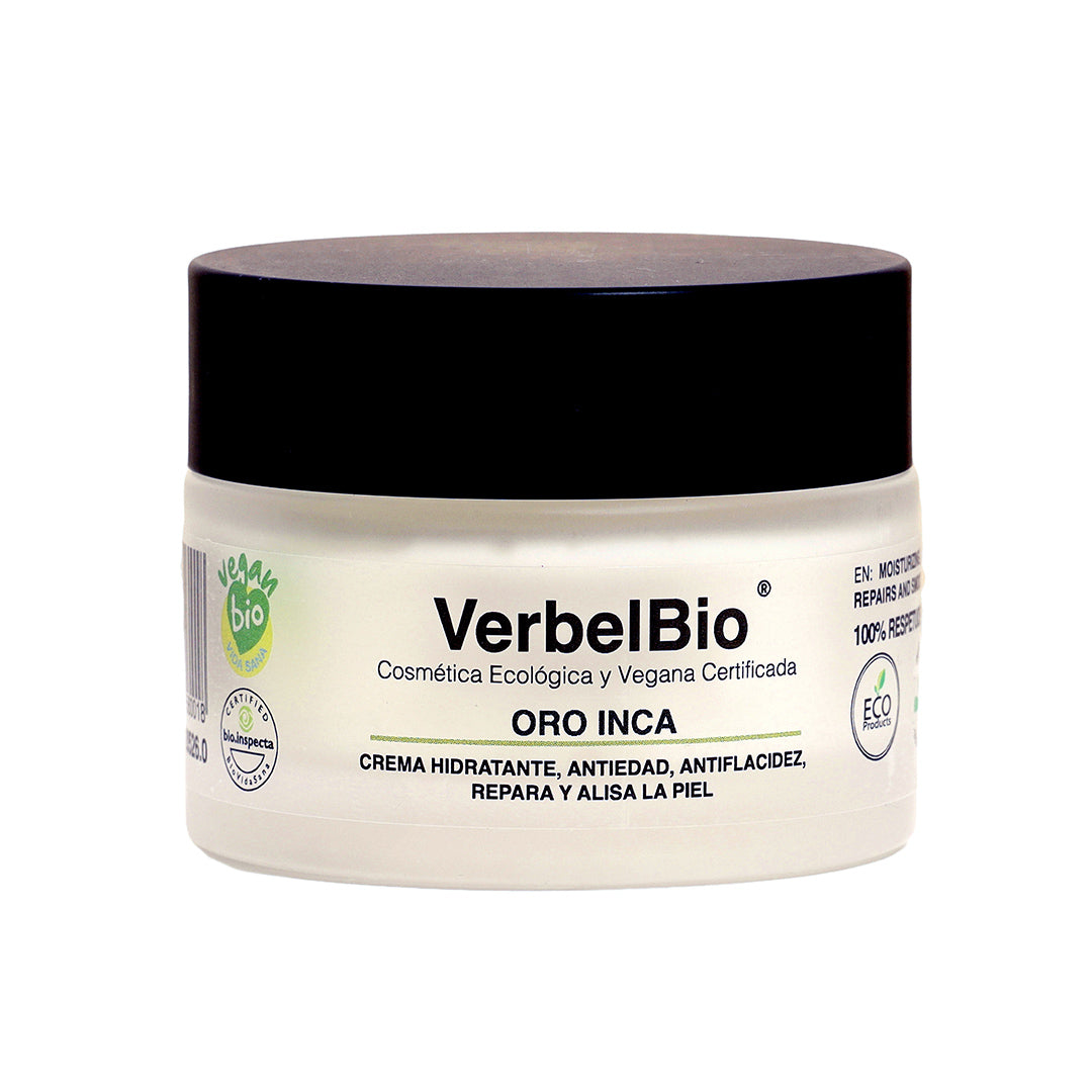 Verbelbio Oro Inca – Crema Ecológica Hidratante, Antiarrugas y Antiflacidez. Ácido Hialurónico. Antiedad y Regeneradora.
