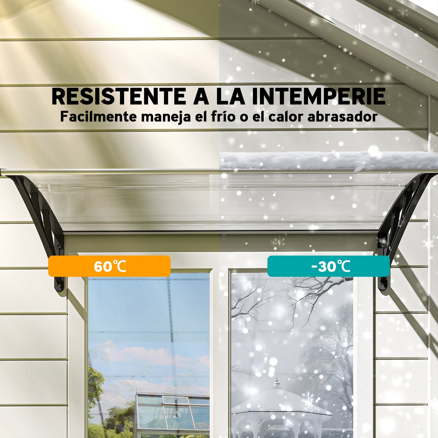 Outsunny Marquesina Para Puertas Y Ventanas 110x60 Cm Con Regleta De Aluminio_5