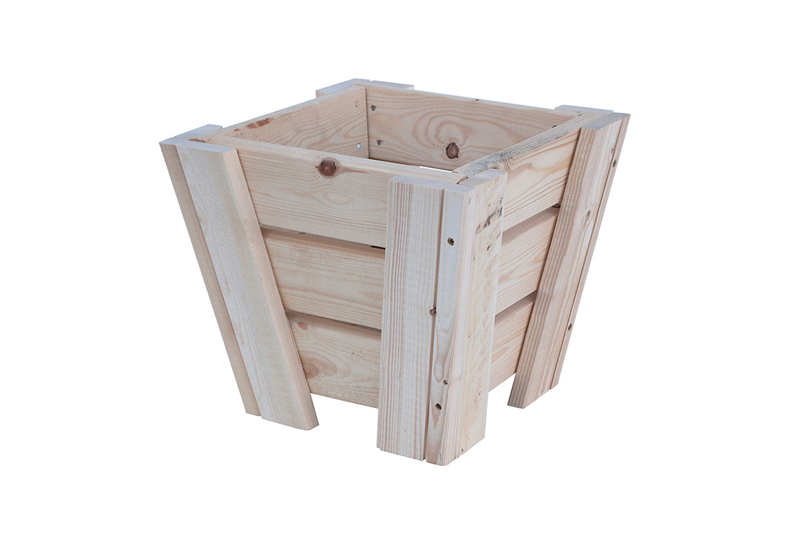 Macetero Abril Abierto De Madera Natural De 30 X 30 X 26 Cm 10° 9l + Bolsa Geotextil..