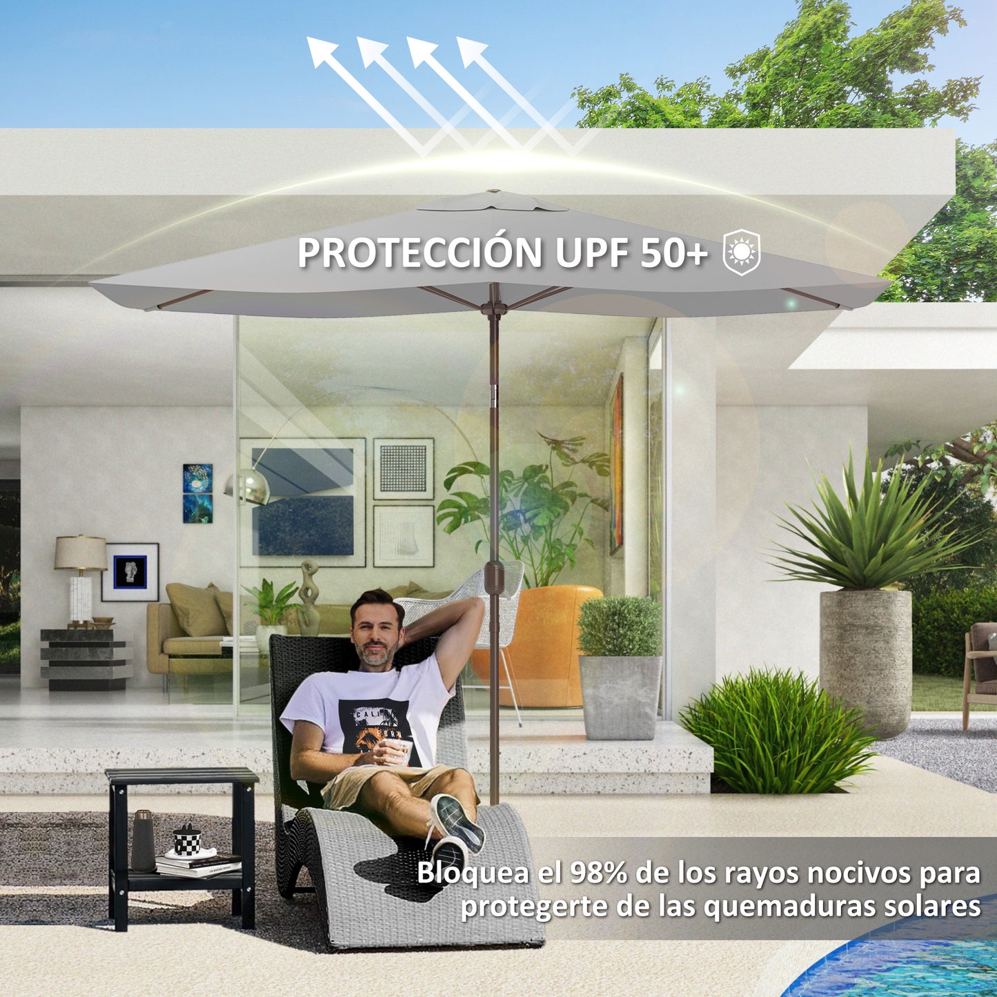 Outsunny Toldo De Recambio De Sombrilla De 3x2 M Con Ventilación Superior Gris_5