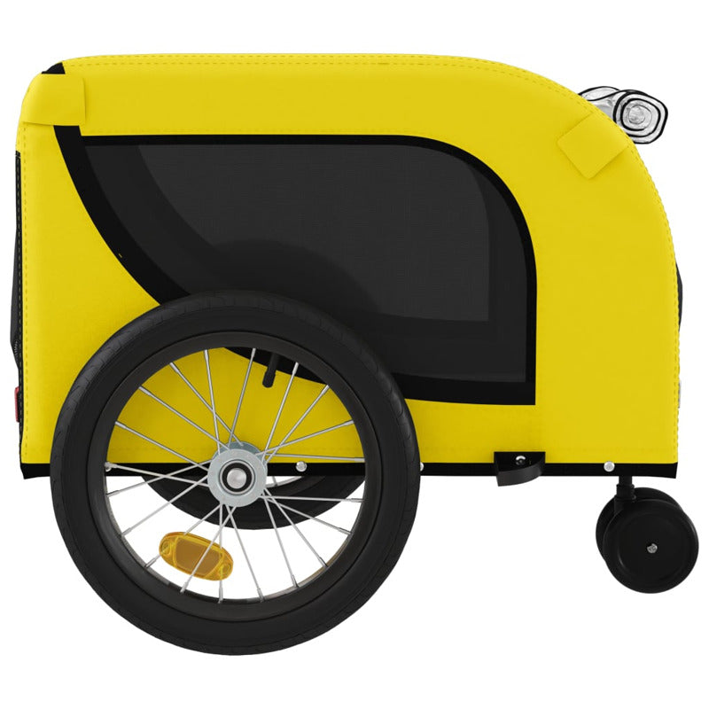Vidaxl Remolque Bicicleta Mascotas Hierro Tela Oxford Amarillo Negro_5