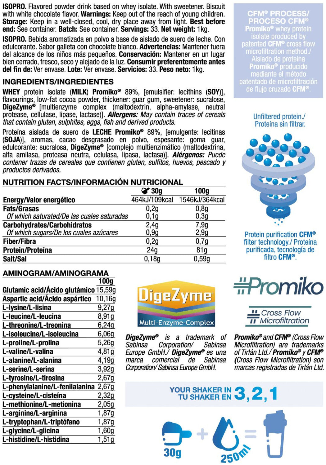 Isopro Cfm - 1kg - Chocolate Blanco Con Choco Rings - Proteína De Aislado De Suero Isolate - Quamtrax_5