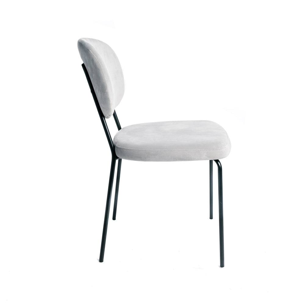 Juego De 4 Sillas Terciopelo Gris Ratón Industrial Pata De Metal 43x56x82cm - Muebles De Comedor_4