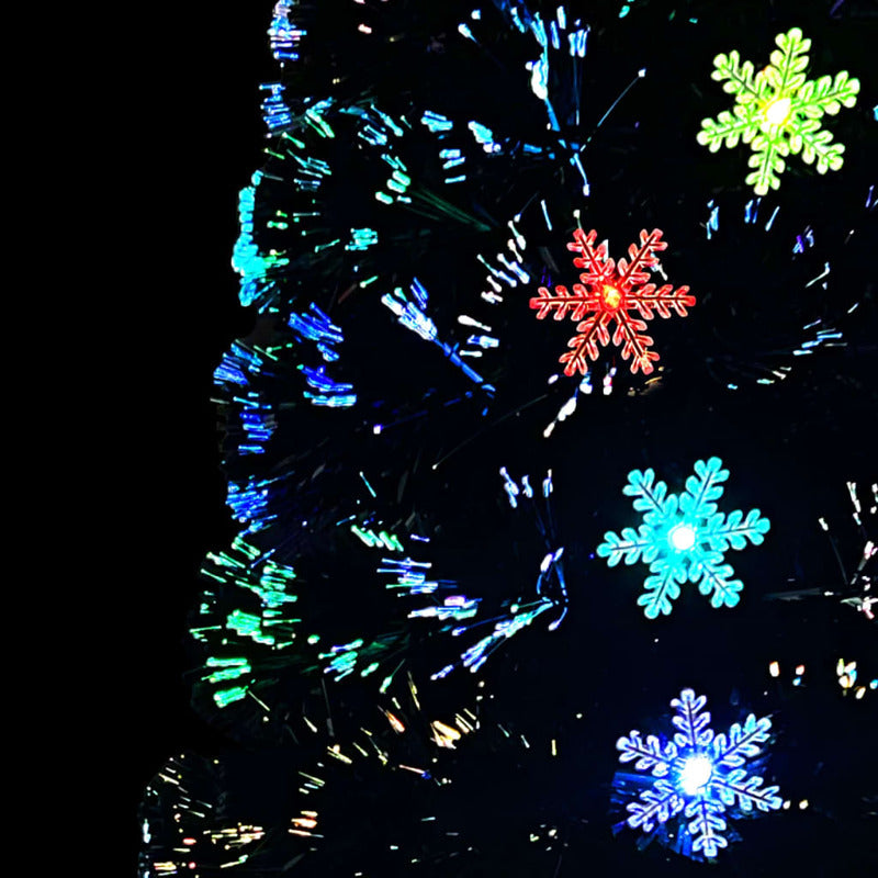 Vidaxl Árbol De Navidad Copos De Nieve Led Fibra Óptica Negro 120 Cm_5