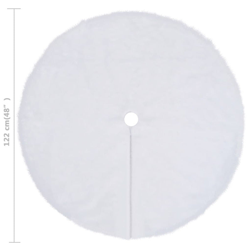 Vidaxl Falda Para Árbol De Navidad Blanca De 122 Cm De Piel Sintética_5